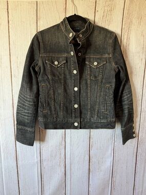 GAP Women's Black Stretch Denim Mandarin Collar Jacket
Size S/P
